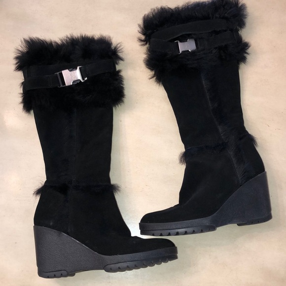 Authentic Coach Sharma Suede Shearling Boots - Picture 1 of 7